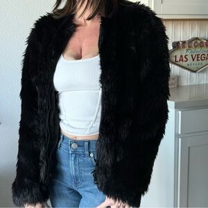Topshop Black Faux Fur Jacket